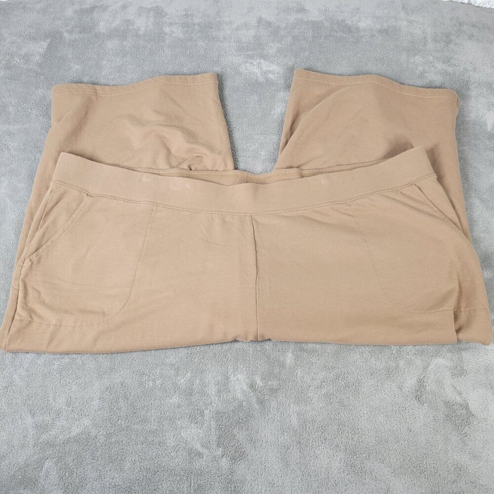 Denim & Co. Active Women's Plus Size 3X Capri Pants Beige Elastic Waist CAP14E